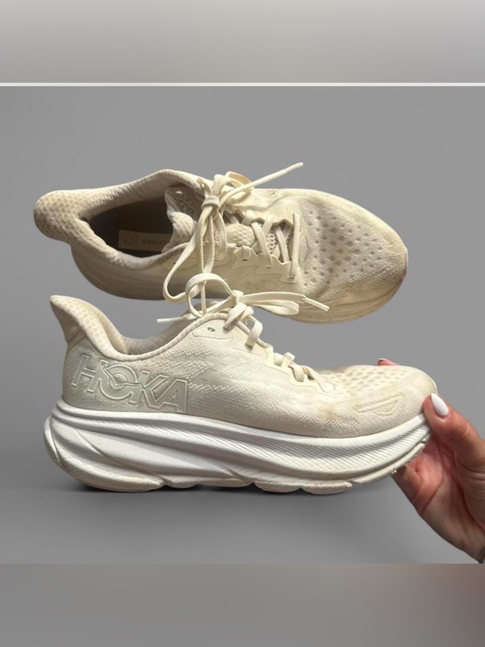 Hoka One One Women's Cream/Off-White Running Sneakers